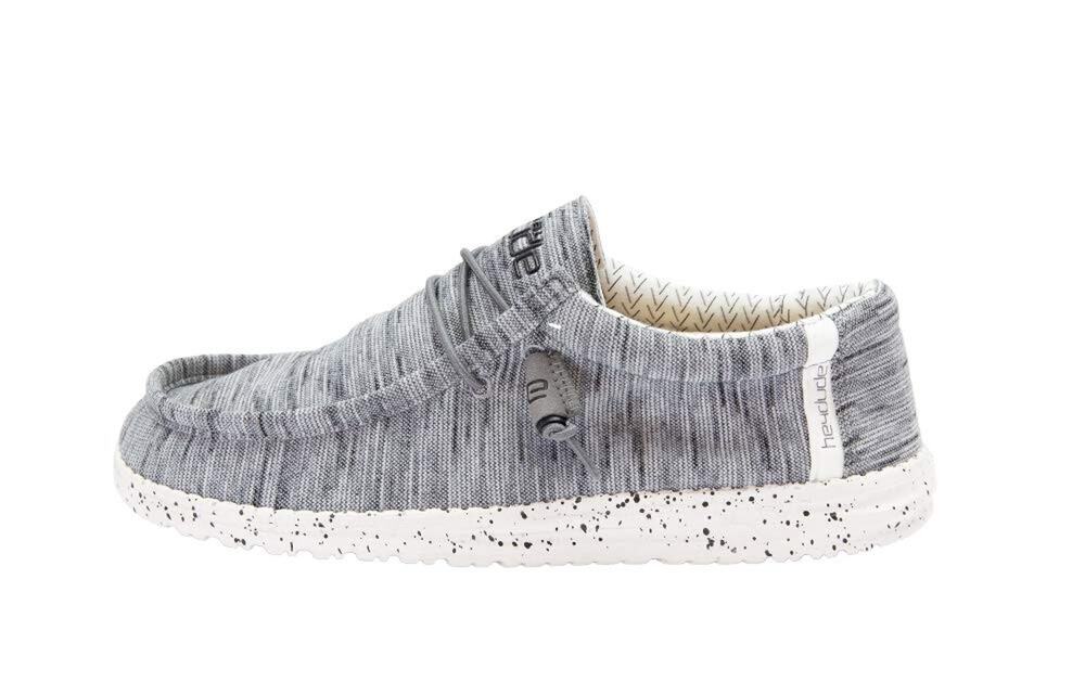 HEYDUDE MEN'S WALLY STRETCH FLEECE STONE WHITE SIZE 10 | MEN’S SHOES | LOAFERS